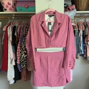 Pink Cropped Blazer and Skirt by Motel by Dollskill